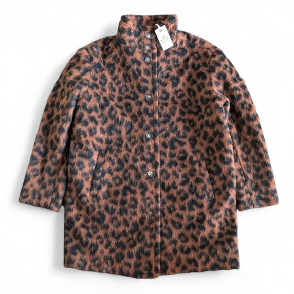 Marine Layer Oversized Stephanie Cocoon‎ Cheetah Coat Womens S NWT Button Front - Picture 3 of 9